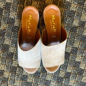 Marielli sandals. Tan in color suede. Size 9